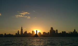 Chicago sunset sail from Lake Michigan